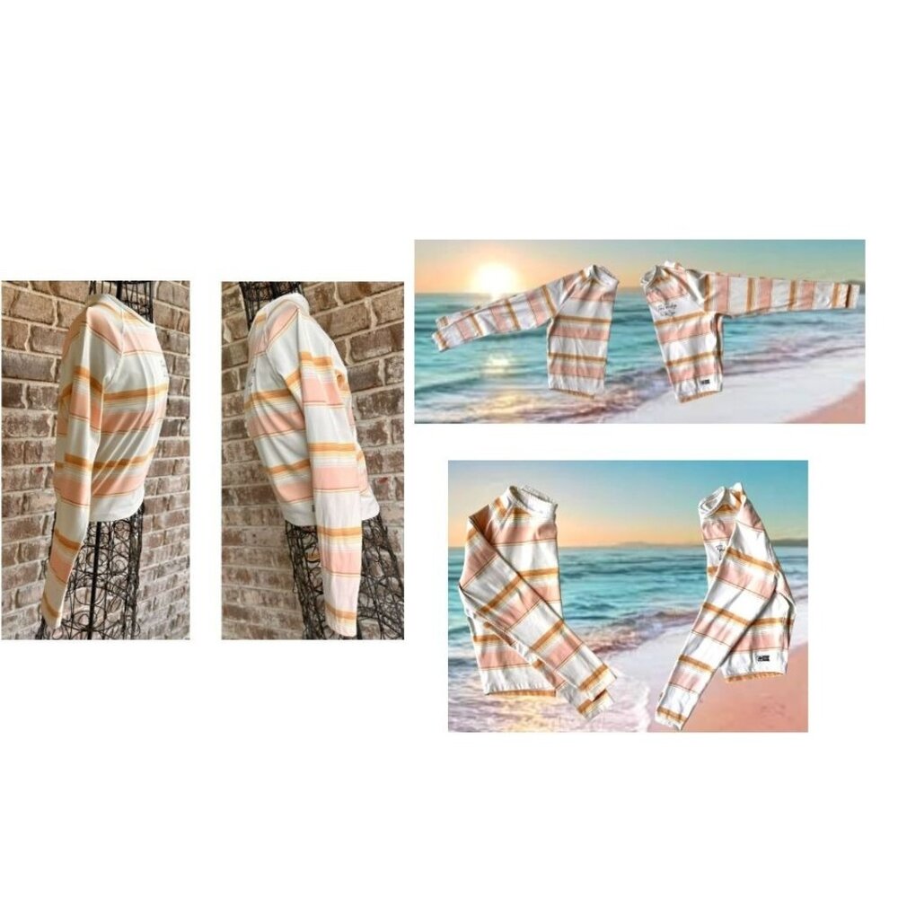 Salty Crew Long Sleeve Top Girls Large Striped Cream Refuge To Sea Beach READ - Picture 9 of 12